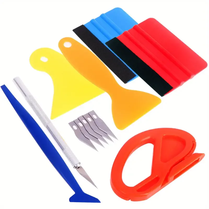 12-piece automotive vinyl wrap kit with durable scraper-easy to attach and remove for window film and DIY projects
