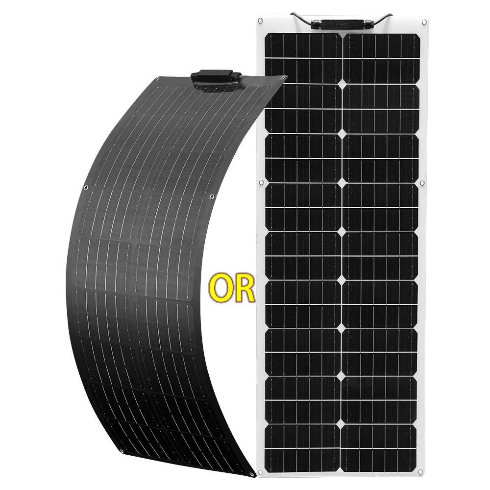 Flexible Solar Panel 50 Watt 12 Volt Monocrystalline Semi-Flexible Bendable 50W 100W Off-Grid Charger Marine RV Cabin Van Car foldable solar charger solar panel kit