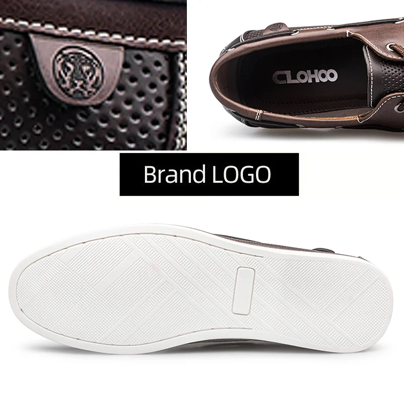 Hand-stitched comfortable and breathable lace-up Loafers fashion sailing shoes For men