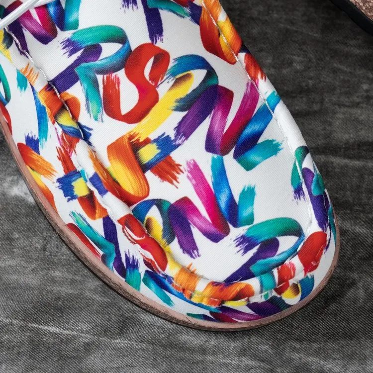 أحذية نسائية كاجوال من القماش للربيع، مطبوعة بنقوش زهور، نعل سميك مريح، أحذية خفيفة الوزن سهلة الارتداء للسيدات للاستخدام اليومي