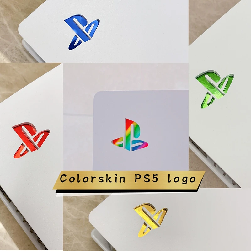 10 Pz/Lotto Ps5 Logo Skin Sticker Decalcomania In Vinile Lucido Per Disco Ps5 Versione Digitale Console Logo Underlay Sticker