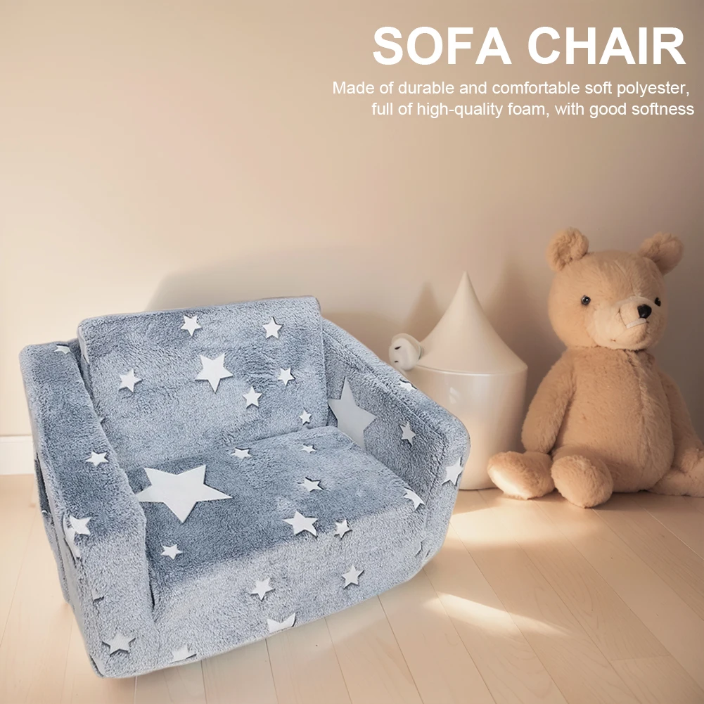 Comfy Toddler Chair Folding Out Glow in The Dark Extra Soft Open Couch Star Glow in The Dark Toddler Couch for Playroom Bedroom 4