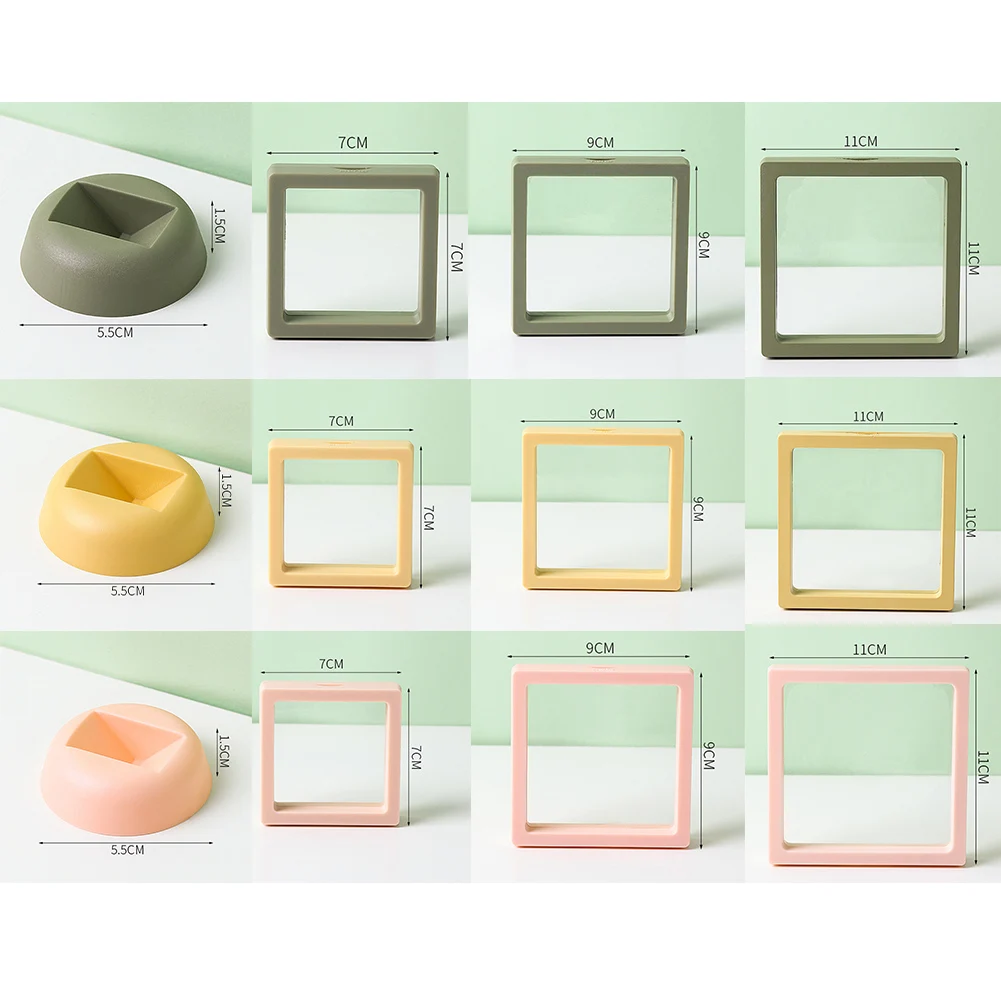 

PE Film Jewelry Storage Box 3D Packaging Case Gemstone Free Stand Floating Frame Membrane Coin Gems Ring Jewelry Display Holder