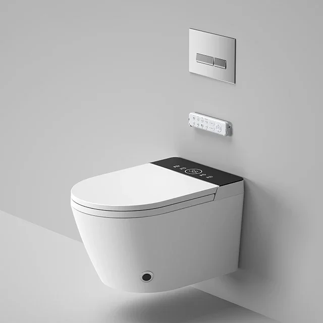 WC Wall Mounting Toilet Hanging Bowl Ceramic White Rimless Wall Hung Smart Toilet With Water Tank Smart Toilet 3