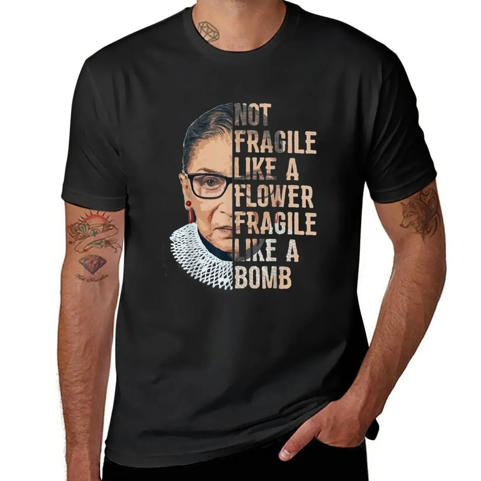 

Not Fragile Like A Flower But A Bomb Ruth Ginsburg RBG T-Shirt anime clothes quick-drying t shirts for men pack