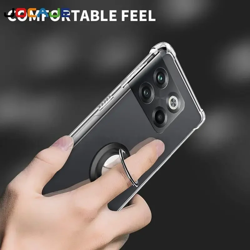Clear Soft Silicone Phone Case with Ring Holder and Airbag Shockproof Protection