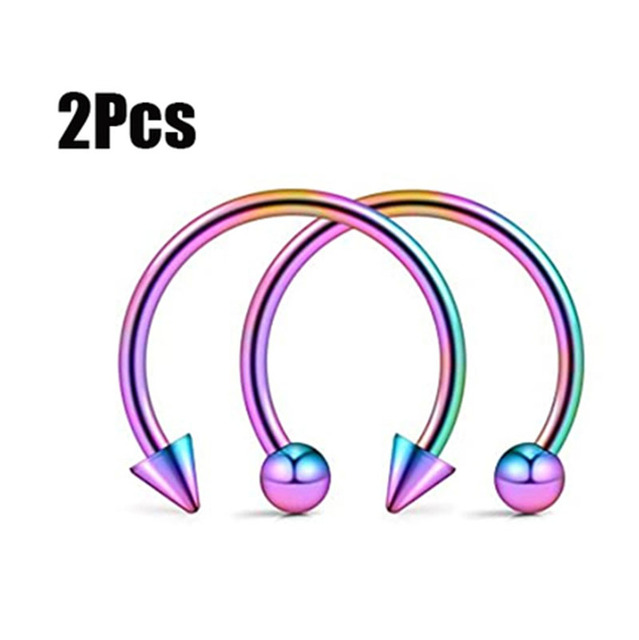 Style Stainless Steel C-bar Horseshoe Ring Vacuum Plating Nose Ring, Fake Piercing Nose Rings And Studs Jewelry