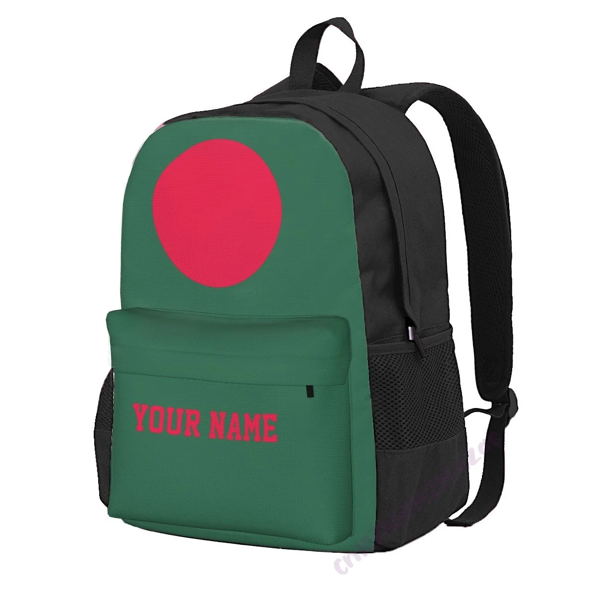 

Custom Name Bangladesh Flag Polyester Backpack For Men Women Travel Bag Casual Students Hiking Travel Camping