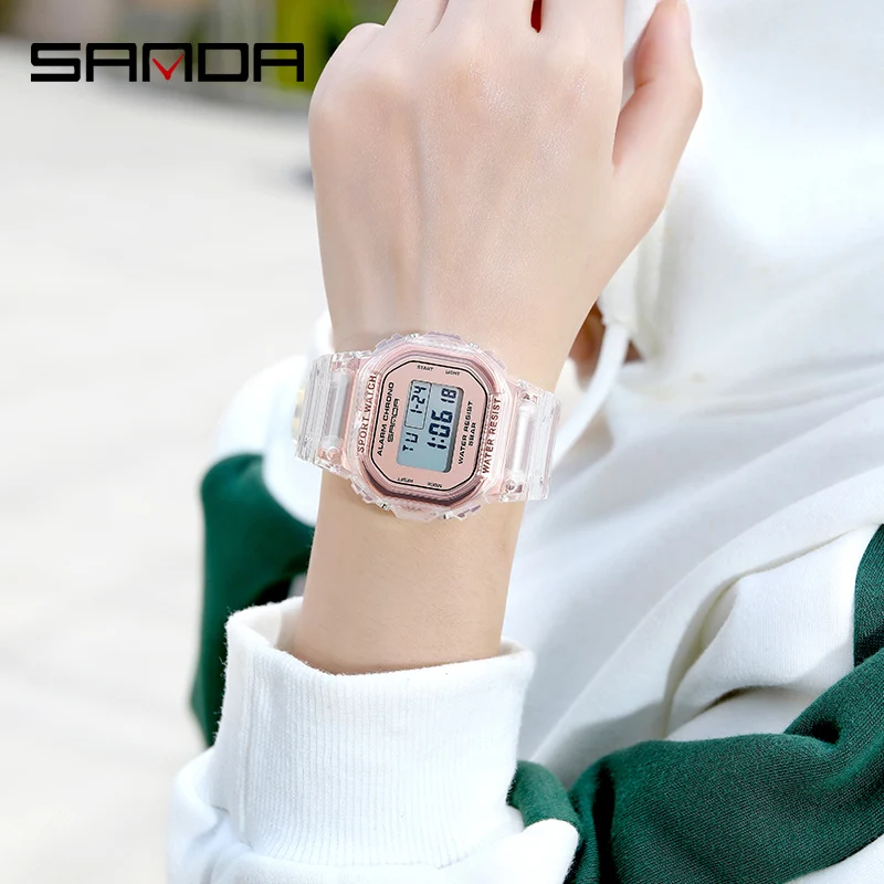 Sanda-2009relogio eletrnico quadrado 파라 estudante, 불침투성, luminoso, crativo, esports, prepresent