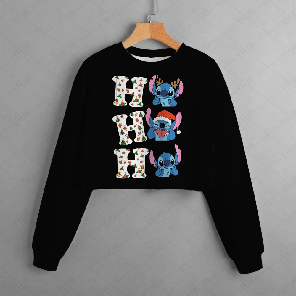 Christmas Girls Kids Clothing Print Cropped Hoodie Disney Stitch Christmas Casual Cartoon Girls Sweatshirt Tops hooded sweatshirt children hoodie children sweater cotton hoodie children sweatshirt toddler sweatshirt children top pullover hoodie
