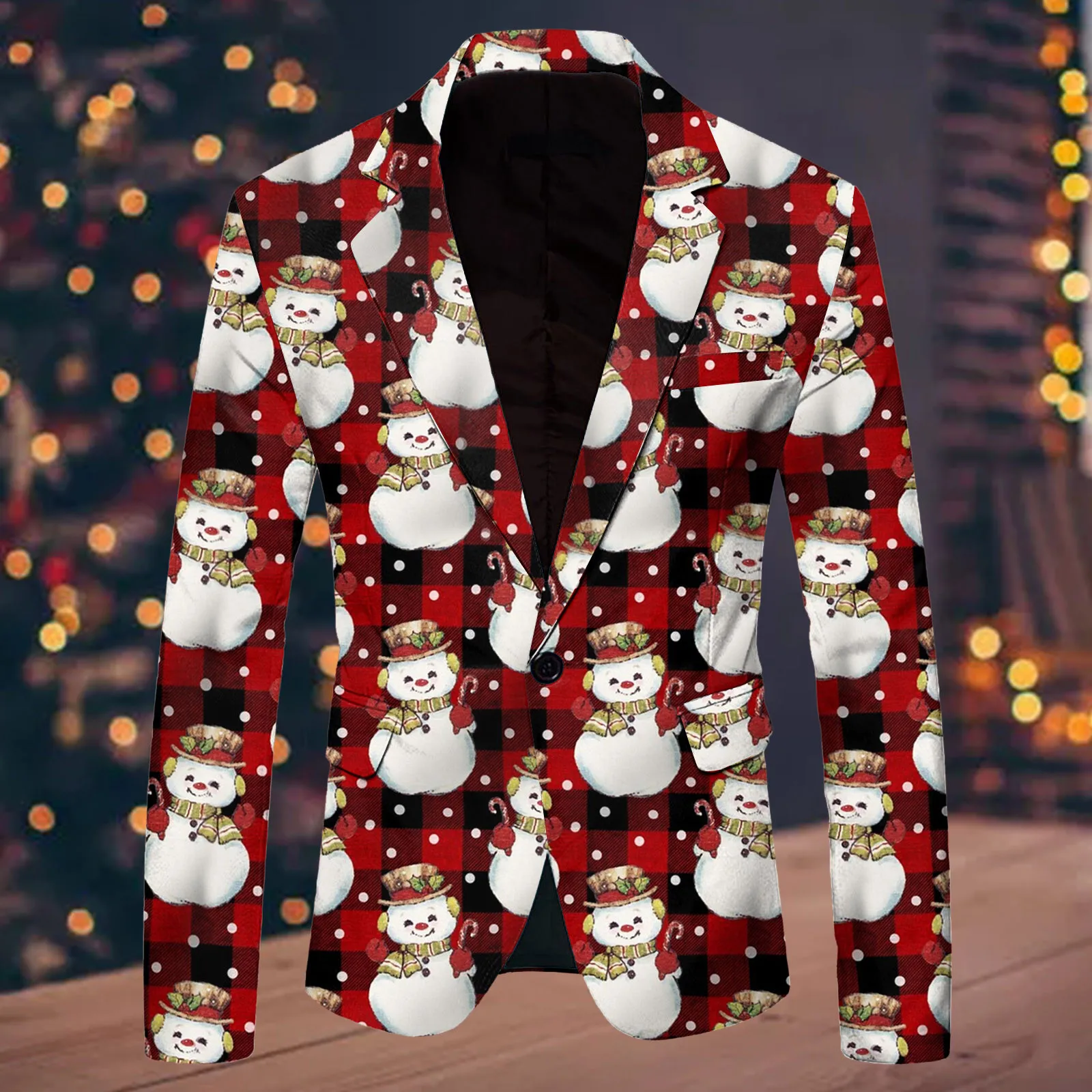 All Print Men Christmas Blazers Fashion Single Breasted Slim Fit Suit Coat Leisure Merry Christmas Party Long Sleeve Jacket 6