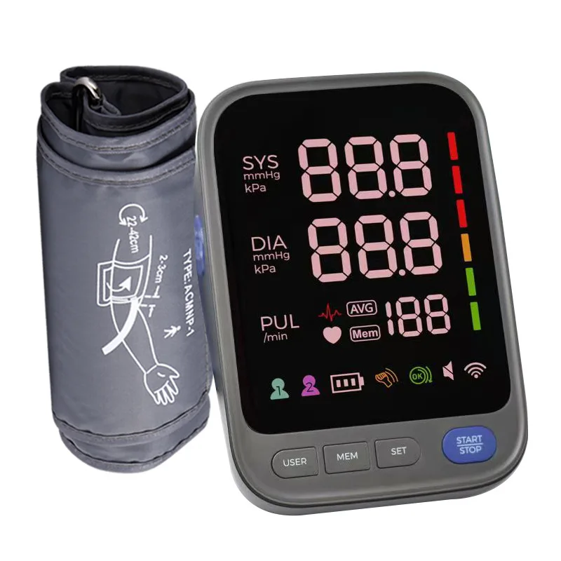 Large Led Display Electronic Blood Pressure Monitor In English 120 Sets Of Memory Values For 2 People Type-c Charging
