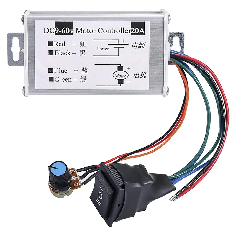 

PWM DC Motor Speed Controller DC 9V 12V 24V 48V 60V 20A Reversible Motor Speed Controller Regulator Driver PWM