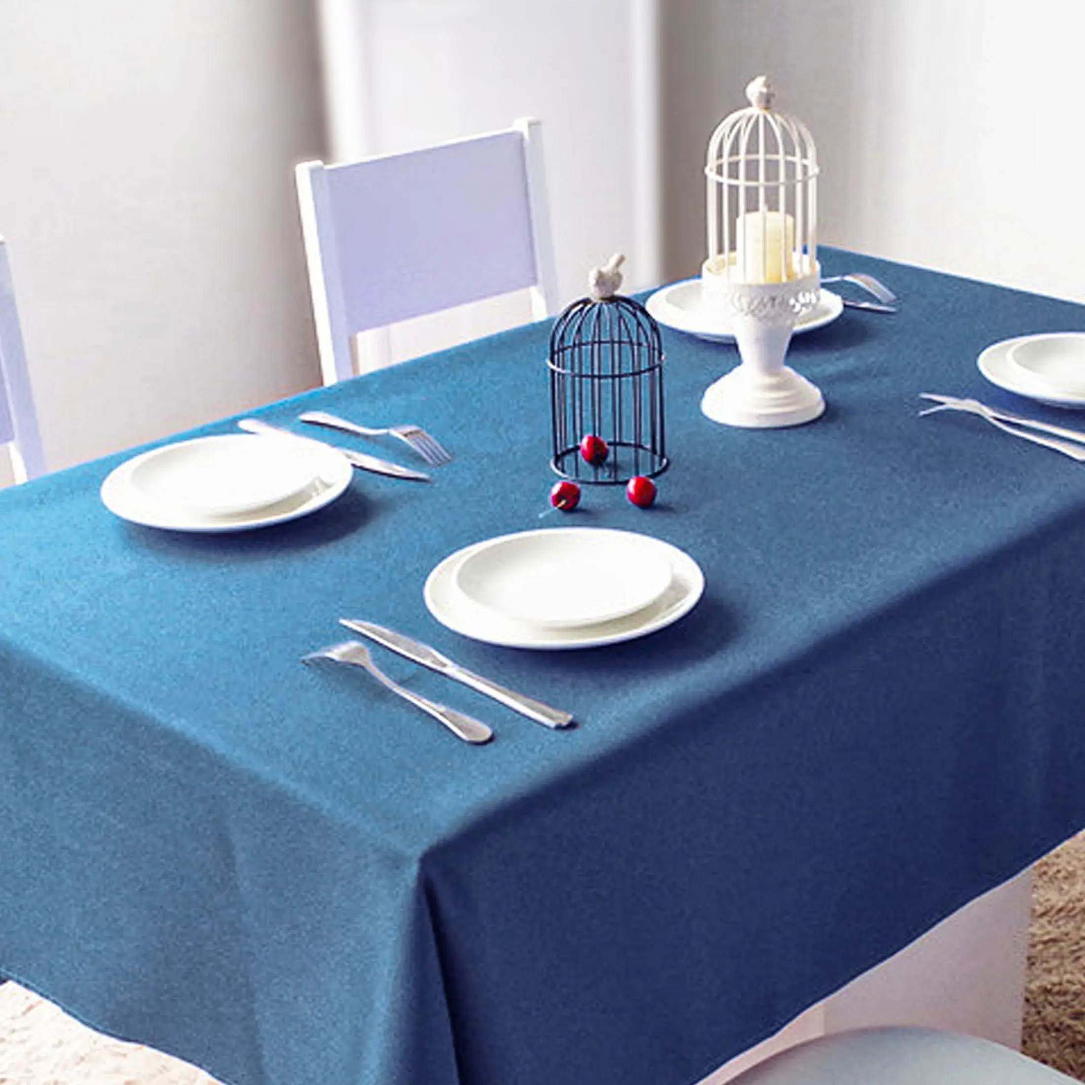 Home solid color polyester fabric thickened royal blue tablecloth Plain picnic party table cloth 2