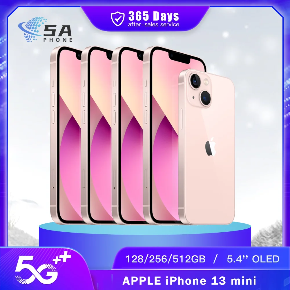 Original Apple iPhone 13 Mini 5G Mobile Phone NFC Face ID 4GB RAM 128/256/512GB ROM 5.4'' OLED A15 Bionic Hexa-Core SmartPhone