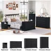 Farmhouse Nightstand with Charging Station, Side Table with 2 Storage Drawers, Rustic Wood Night Stand with Metal Handle 6