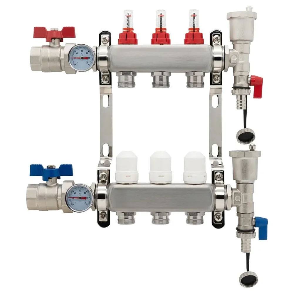 Underfloor Heating Manifold Visual Floating Value Flowmeter Hand Wheel Spool Base Flow Meter Heat Distribution electric underfloor heating