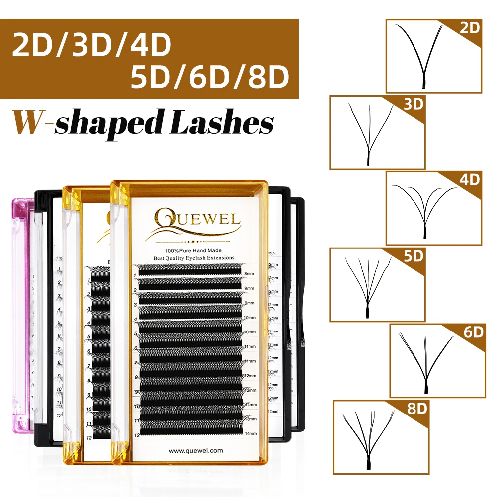 

Quewel 3D/4D/5D/6D/8D W-Shaped Eyelashes Extension New Style YY Clover Bloom Eyelash Premade W Faux Mink Lash Fluffy Natural