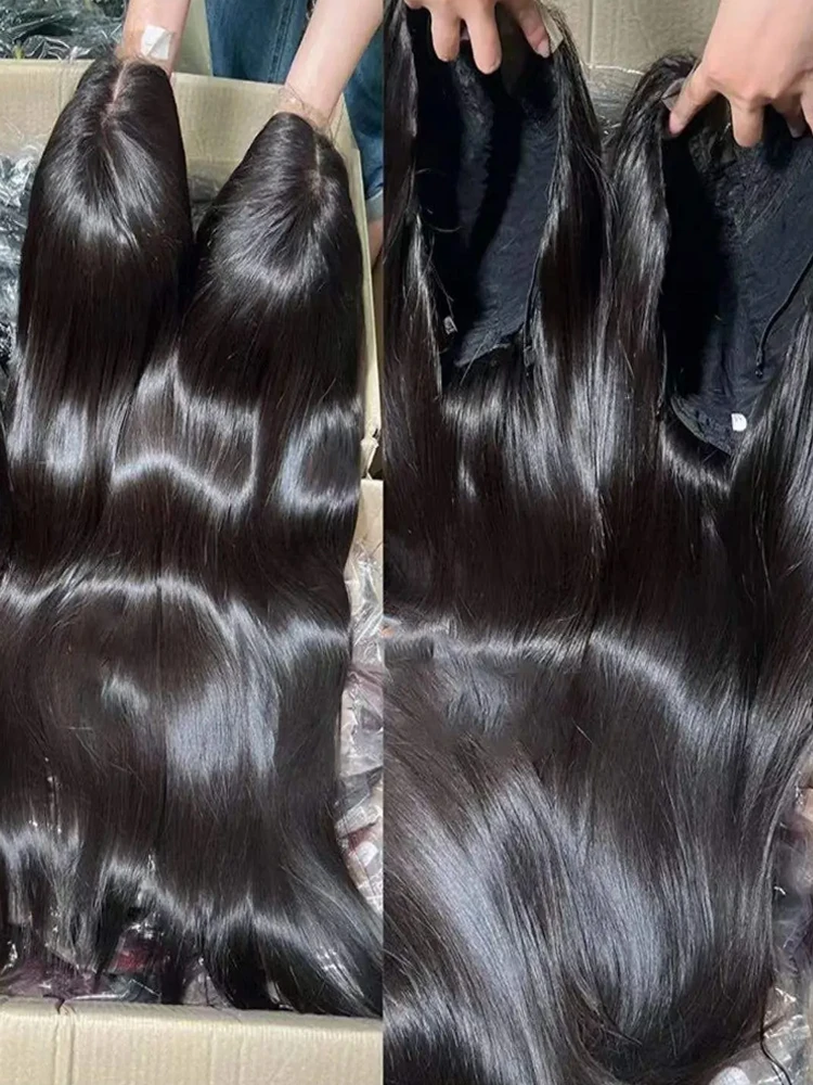 Perruques de cheveux humains ultra-lisses vietnamiennes 4×4 sans colle pour femmes, perruque frontale en dentelle 13×4 pré-épilée