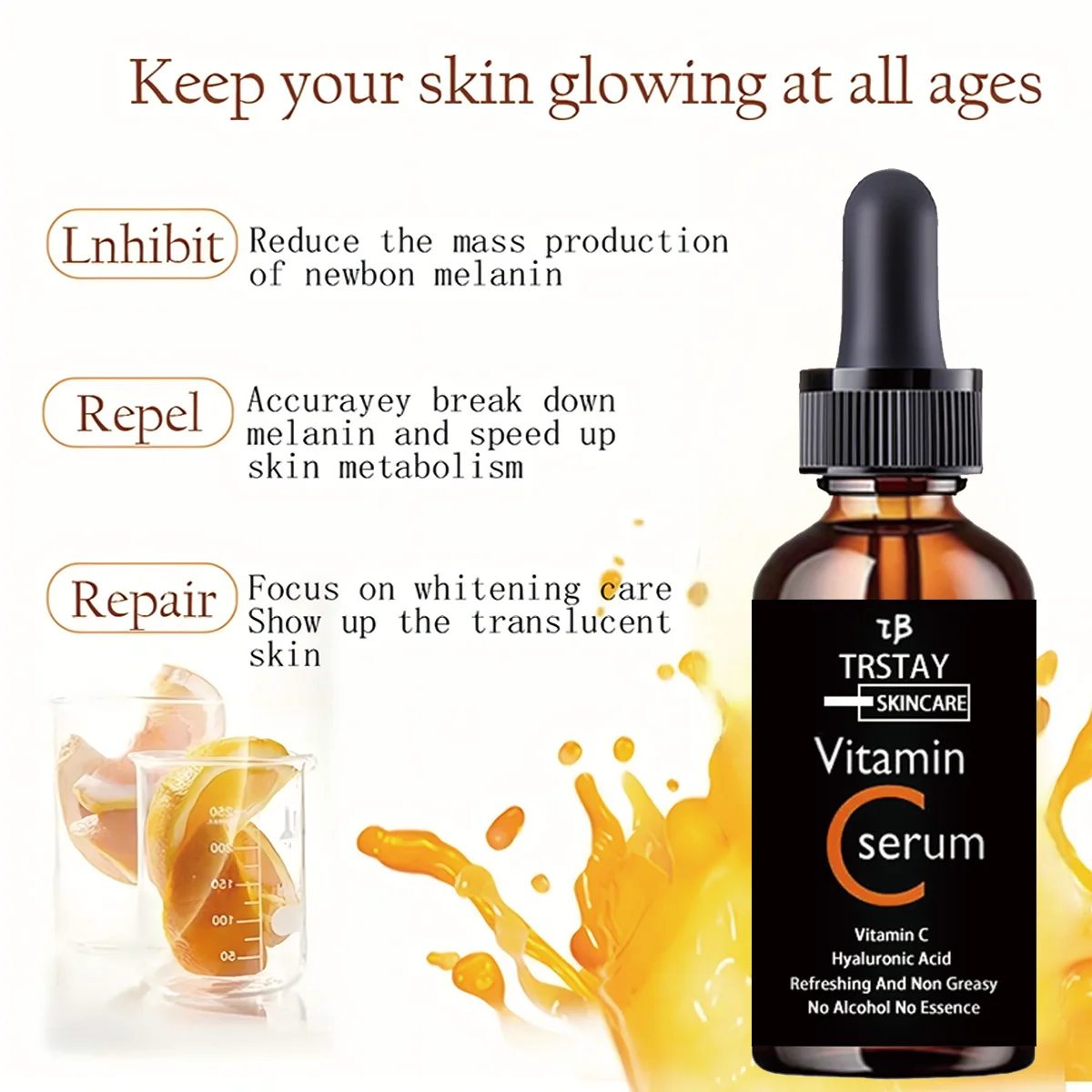 Vitamin C serum Face Serum Long Lasting Moisturizing Improve Roughness Lighten Spots Hyaluronic Acid Facial face lift Essence facial serum facial essence whitening serum