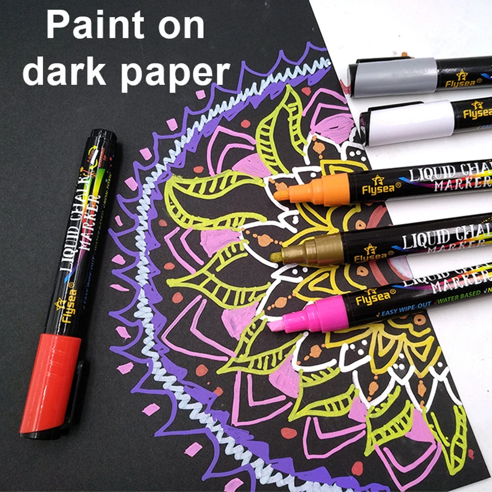 12PCS/Set Liquid Chalk Marker Pens Erasable LED Writing Board Glass Window Art 12 Colours Marker Pens,3mm-6mm Tips 6