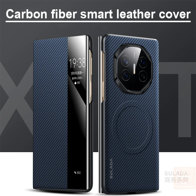 Premium Carbon Fiber Leather Flip Case - Durable 360° Protection Cover & Armor Shell