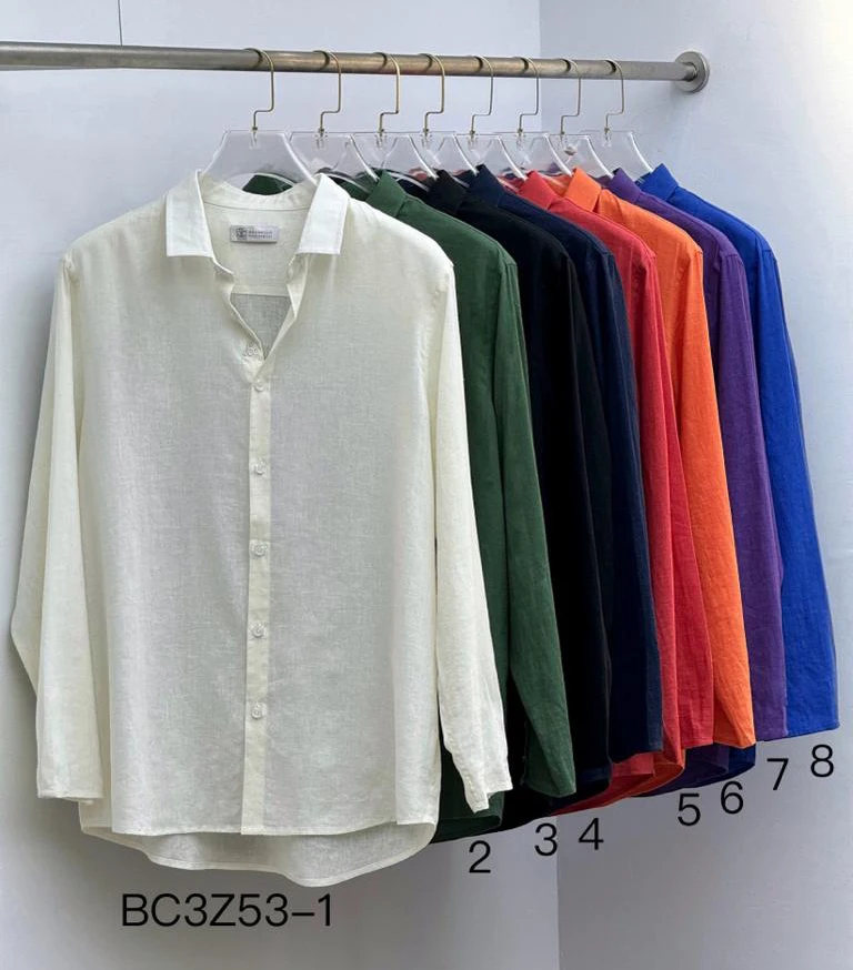 

BILLIONAIRE OECHSLI Shirt Linen men 2024 new Business embroidery Breathable high-quality Long sleeved shirt big Size 48-58
