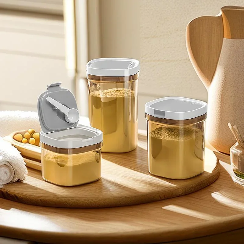 Baby milk powder sealed storage tank with magnetic suction spoon three capacities optional portable snack seasoning tank baby food storage containers baby milk powder dispenser portable food storage box