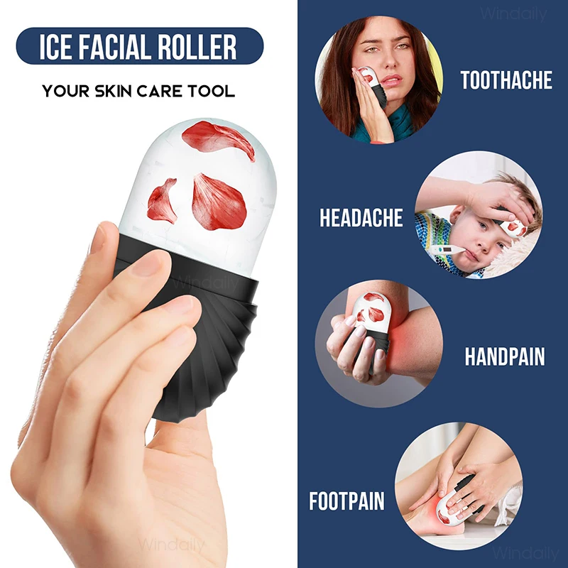 Silicone Ice Roller Face Eye Reusable Ice Cube Facial Roller Ice Mold Skin Care For Shrink Pores Anti Wrinkle Reduce Puffiness