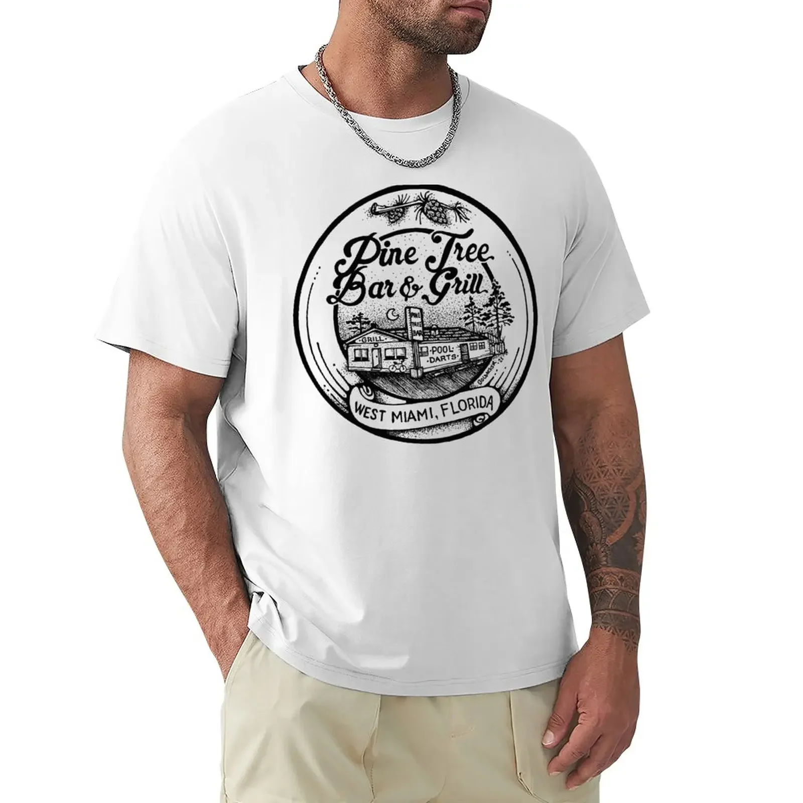 

pinetree bar and grill T-Shirt plus size tops vintage oversized t shirt men plain plus sizes mens t shirt