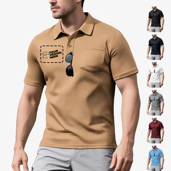Polo da uomo con risvolto a maniche corte, moda allentata, polo sportiva, casual, tattica, manica corta, logo personalizzato gratuito, tasca POLO