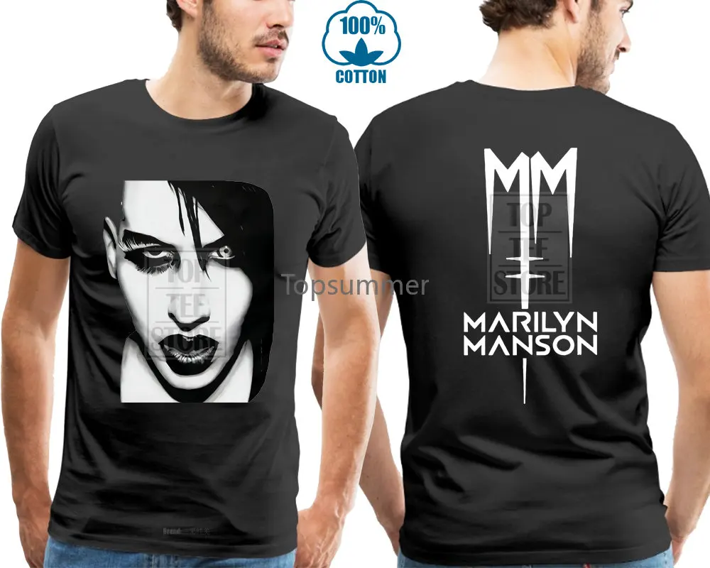 

2 Side Marilyn Manson Hard Rock Metal Black T Shirt Tee Shirt Xs 3Xl