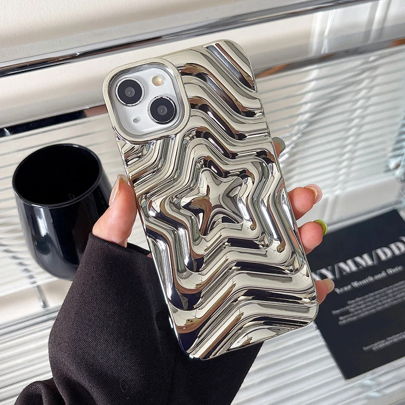 Silver Gradient Star Bling TPU Phone Case - Plating Silicone Back Cover