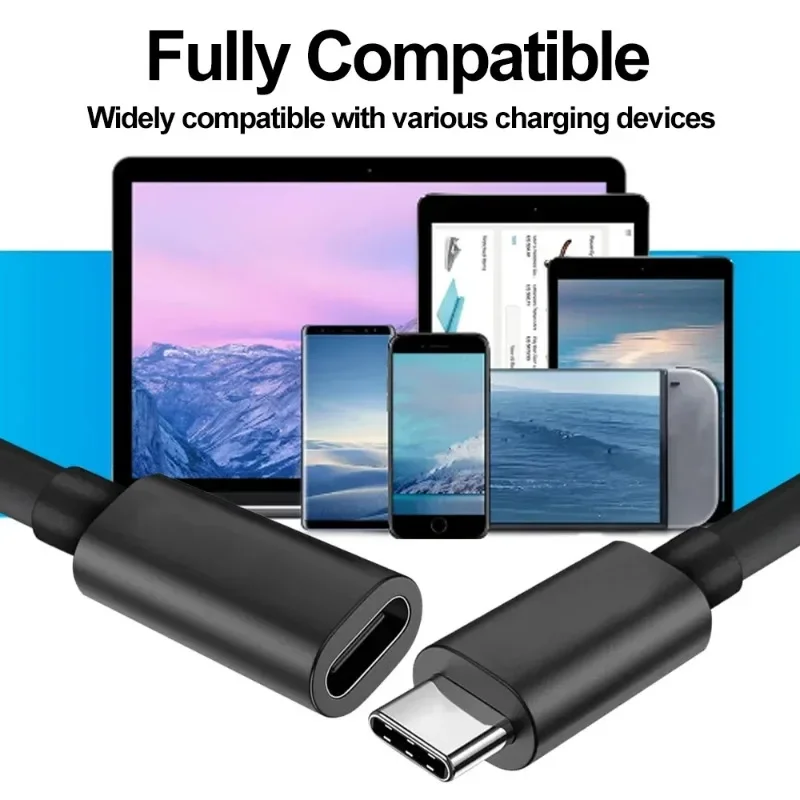 High-Speed USB-C Female to Male Adapter Extension Cable