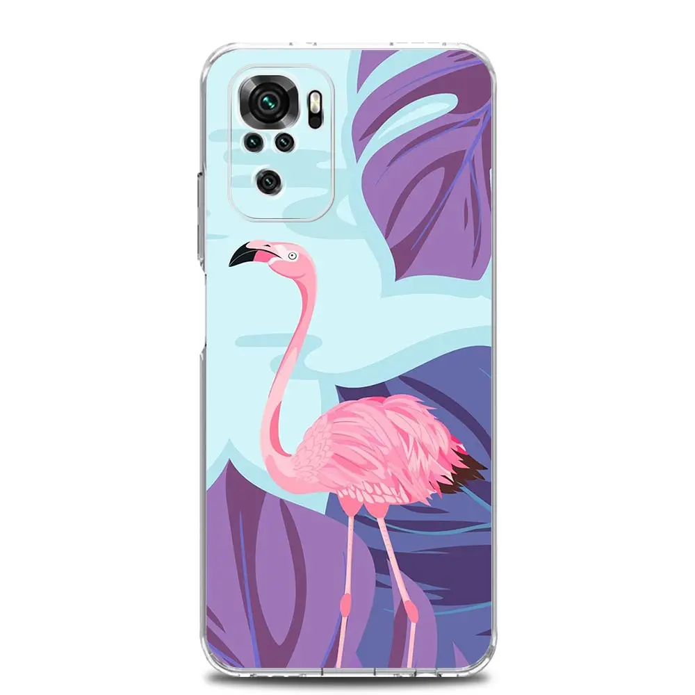 Clear Pink Flamingo Leaf Design Phone Case