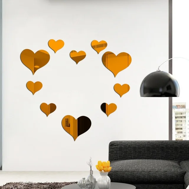 Description Picture 4 of item10pcs 3D Mirror Wall Sticker Love Hearts Acrylic Self Adhesive Tile Decals Removable DIY Home Decor Art Mirr