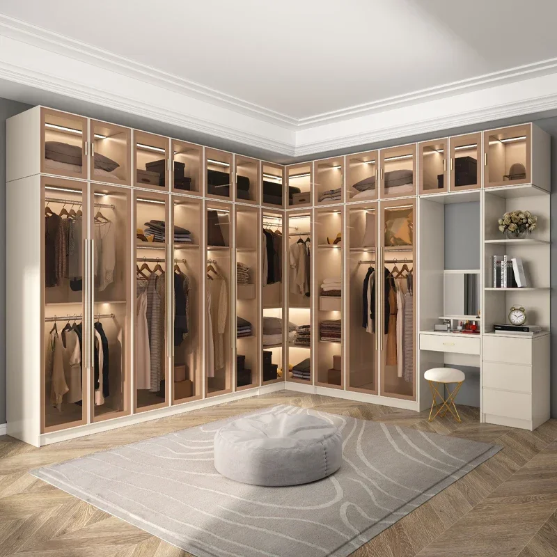 

Hanging Storage Wardrobe Entry Wooden Bedroom White Wardrobe Glass Door