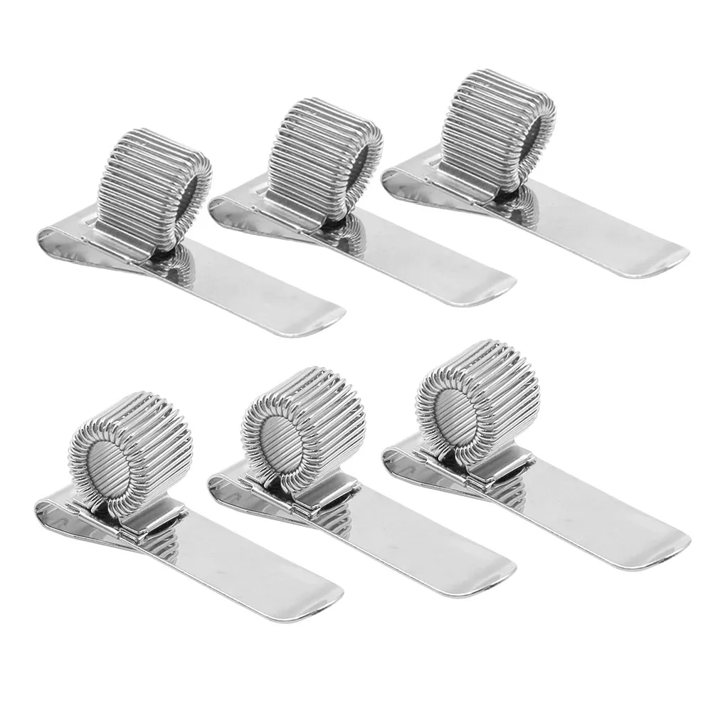 6Pcs 단일 구멍 금속 펜 홀더 클립 저널 노트북 책상 주최자 용 유연한 스프링 그립 학교 사무실 용 연필 클립