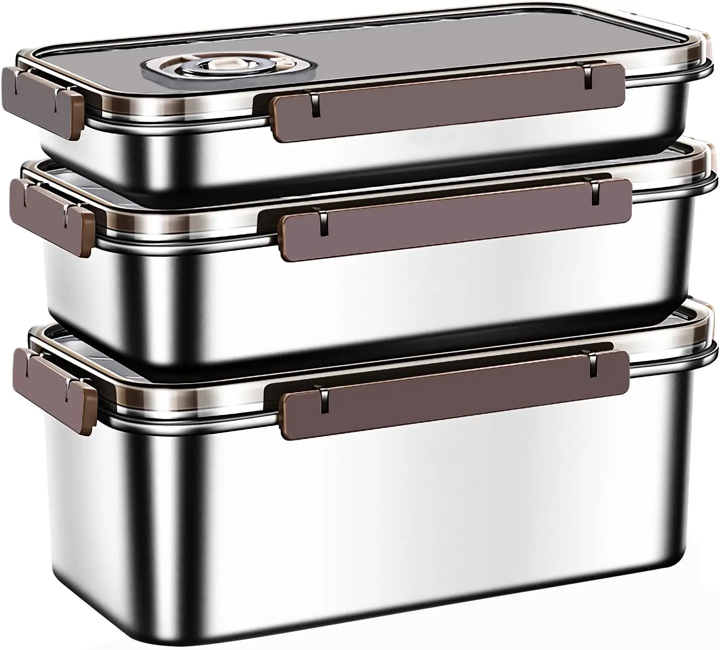 Food Storage Containers 3pcs/Set Large Stainless Steel Food Storage Containers With Lids For Kitchen Picnic Travel Durable Leak-Proof Design Vacuumable