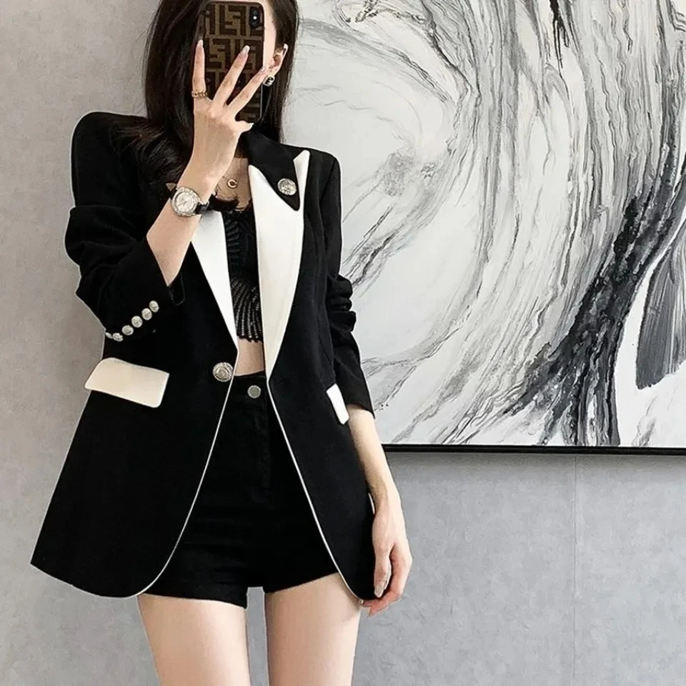 High Quality Black Suit Jacket Women's 2022 Autumn Blazer Design Sense