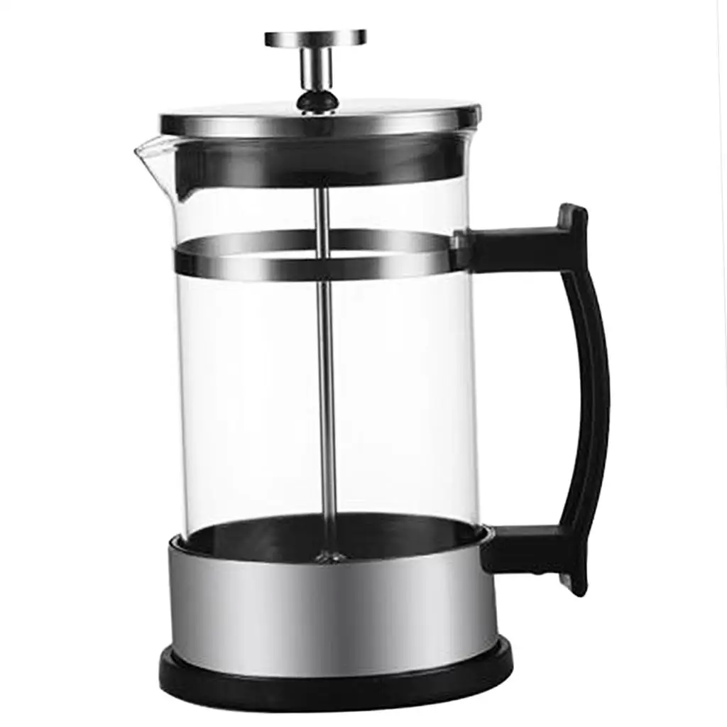 Stainless Glass French Press Espresso Coffee Maker Carafe 350ml 12oz Silver