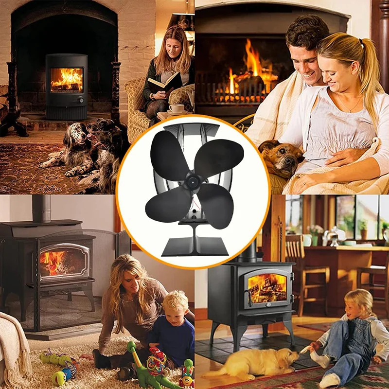 Wood Stove Fan Small Designed Powered Fireplace Fans For Wood/Log Burner/ Fireplace Black TP2002-4 _ - AliExpress Mobile