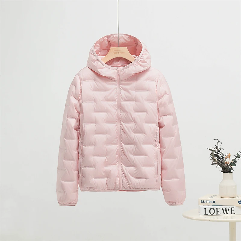 Winter Lightweight Hooded Warm Down Jacket Women White Duck Down Waterproof Outwears Female Solid Color Thicken Parker Jacket