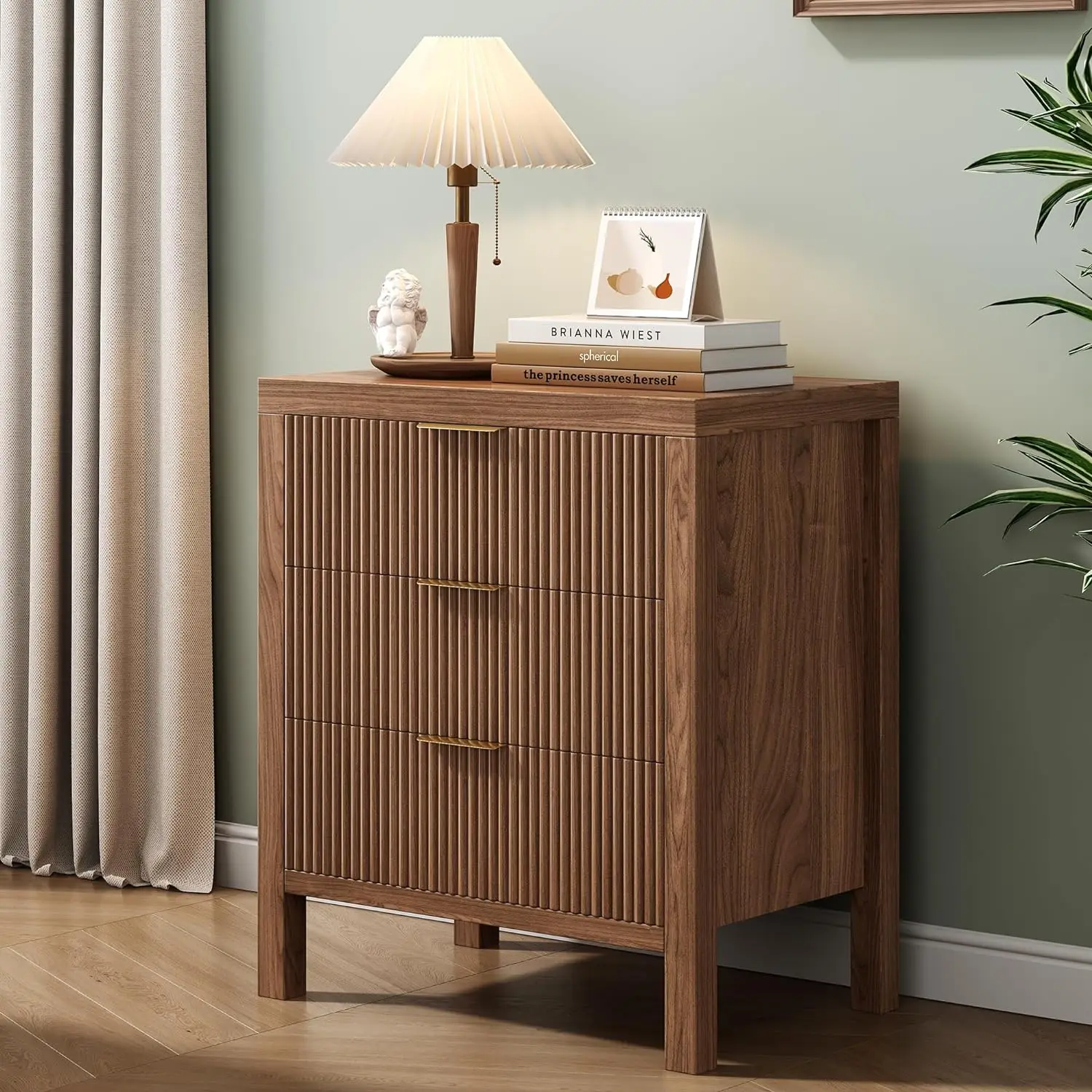 Set Dresser and Nightstand Sets Bedside Tables Mid Century Nightstands with 3 Wide Drawers for Bedroom Kids Room Hallway