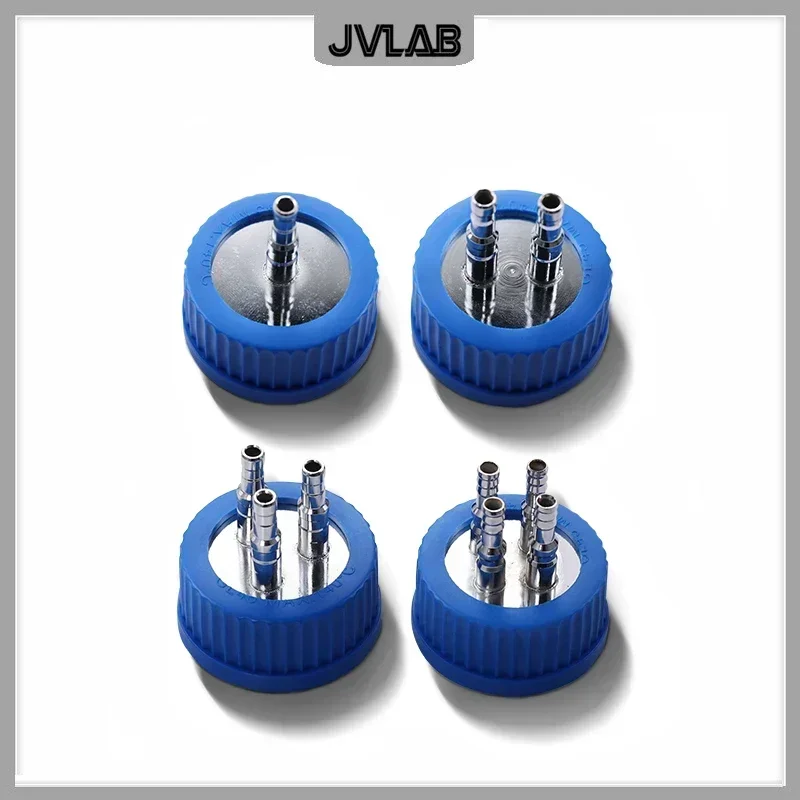 Fermentation Tank Lid Fermentation Tank Reactor Feed Cover Stainless Steel Jar Lid With SS Bards Blue Headspace Cap SS Refill Cover For Tube 5 mm