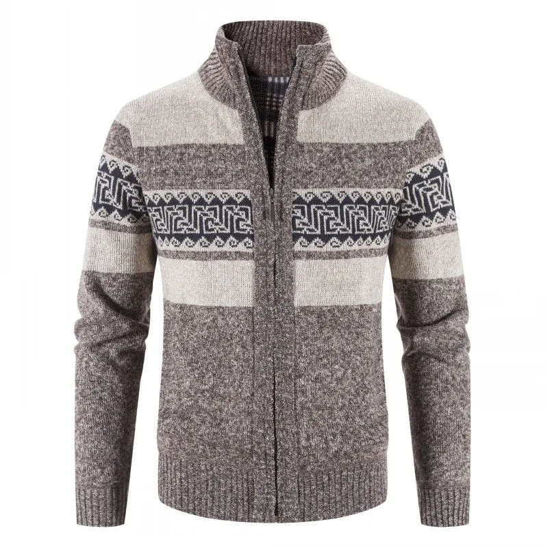 2024 New Men's Sweaters Autumn Winter Warm Cashmere Wool Zipper Cardigan Sweaters Man Casual Knitwear Sweatercoat Male Clothe 5