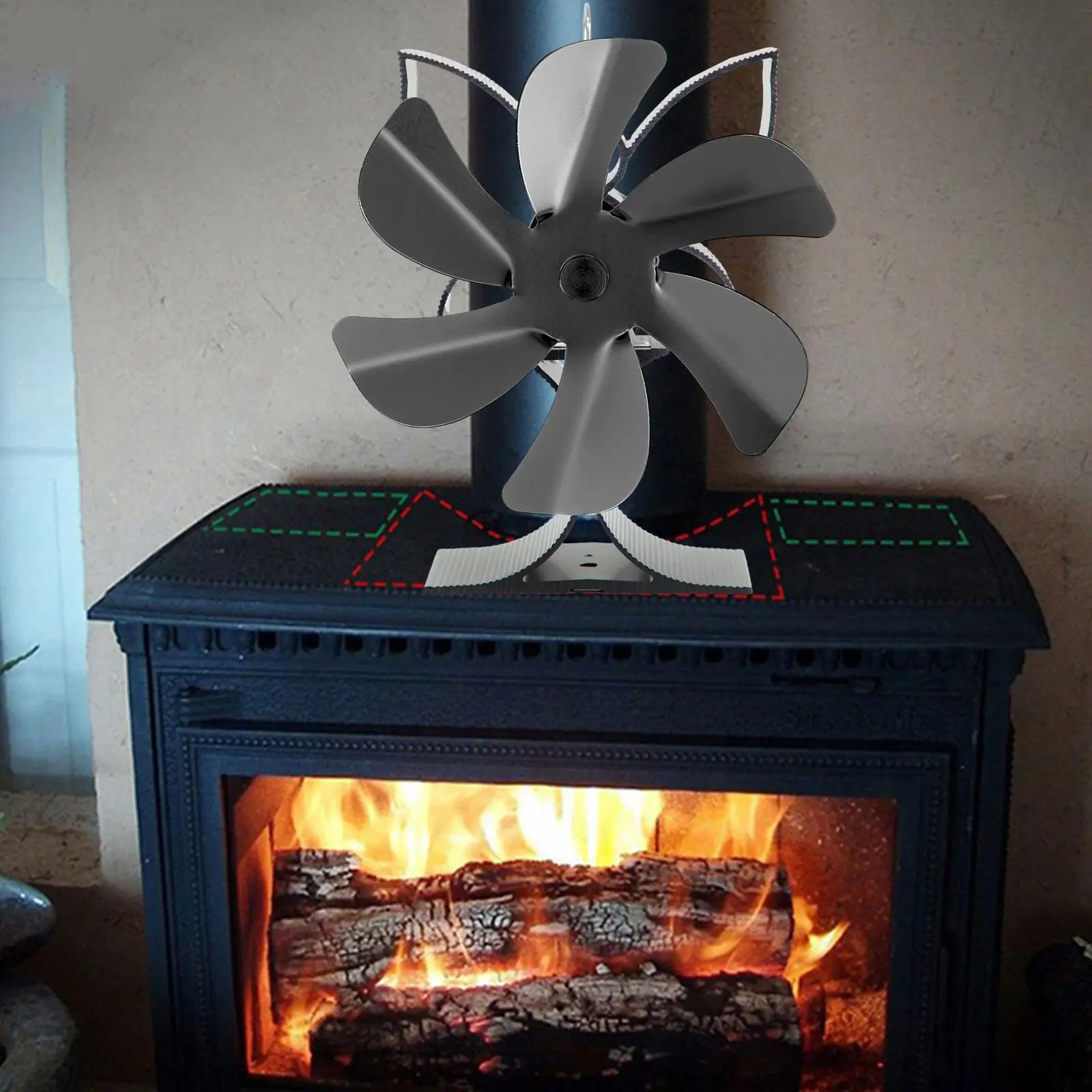 Wood Burning Fan Fireplace Stove Fan 6 Blade Working 122662°F Height