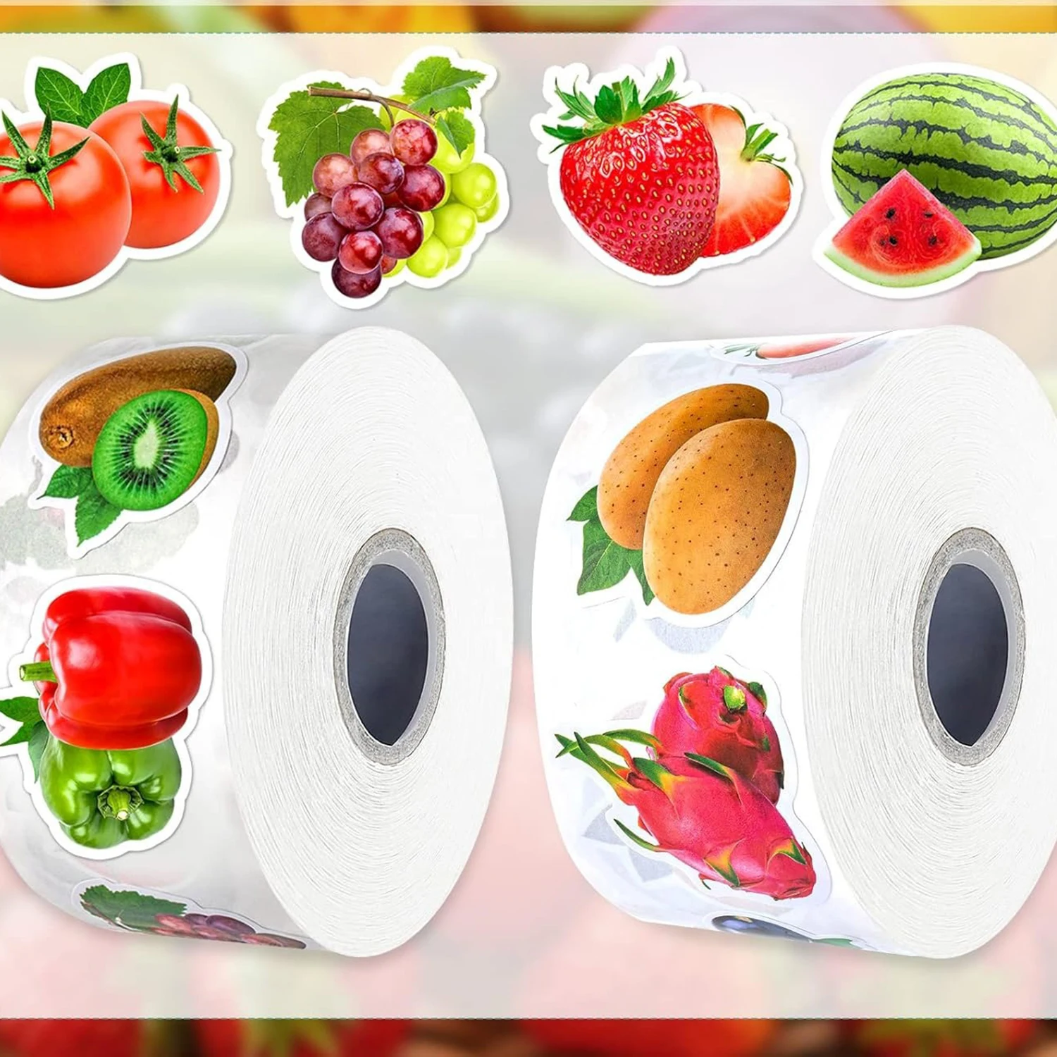 100-500pcs 다채로운 과일 야채 스티커 생일 베이킹 웨딩 파티 선물 포장 라벨 스크랩북 편지지 스티커