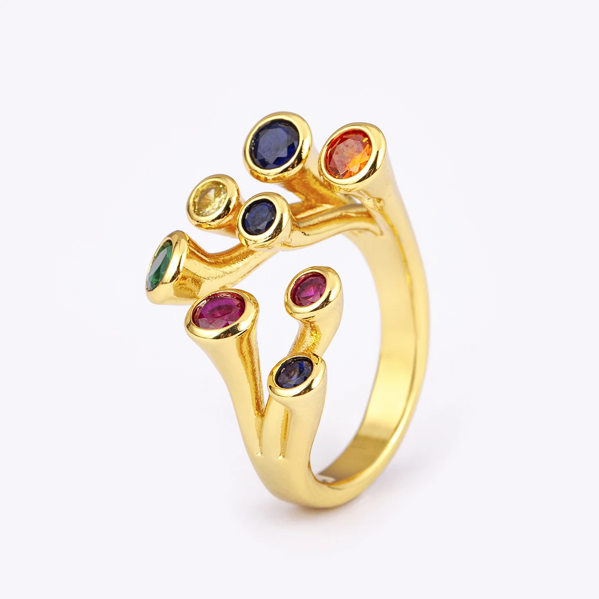 AIBEF 4 Colors Inlaid Colorful Zircon Open Rings Adjustable For Female Male Irregular Design Crystal Finger Jewelry Gift 3