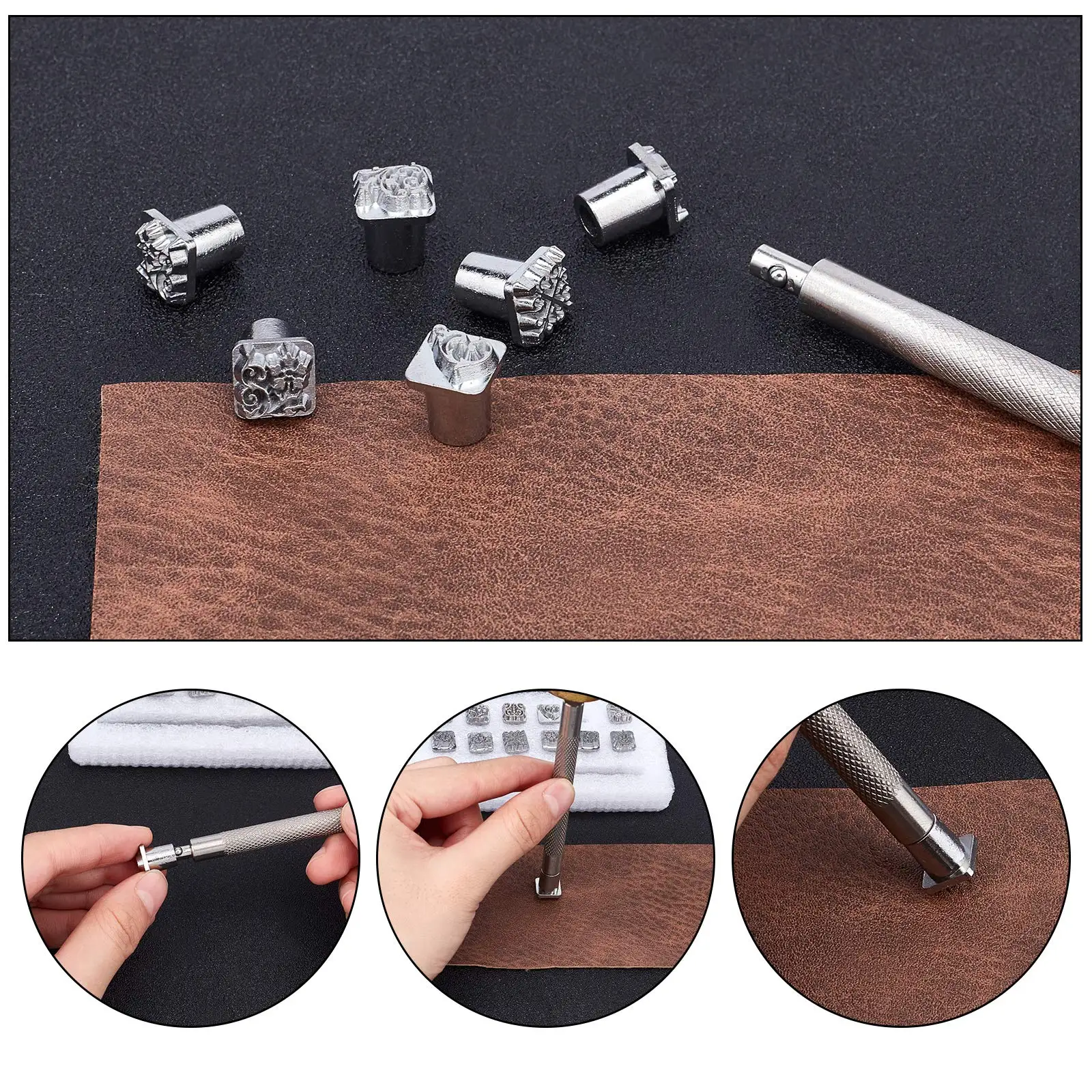 DIY jewelry marking flower pattern leather craft stamps punch tool 12pcs 10mm zinc alloy leathercraft metal, leather craft stamps